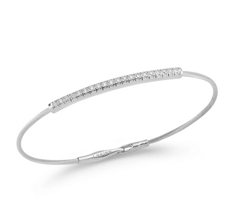 14K White Gold Diamond Wire Bracelet