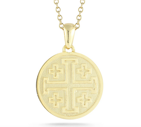 14K Yellow Gold Jerusalem Cross Pendant