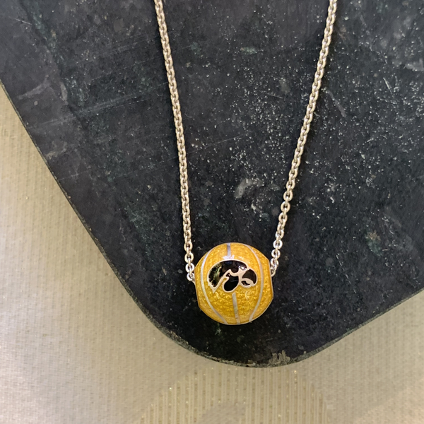 Iowa Enamel Basketball Pendant