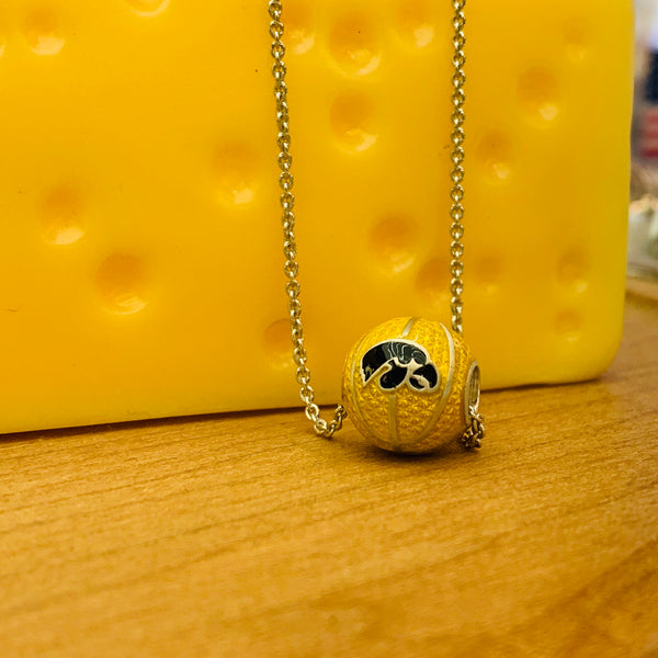 Iowa Enamel Basketball Pendant