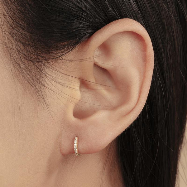 CARLY | Mini Diamond Huggie Hoop Earrings