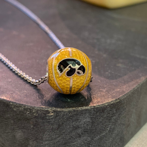 Iowa Enamel Basketball Pendant