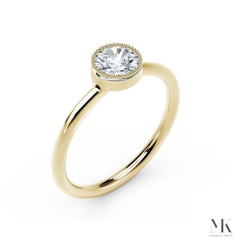 The Forevermark Tribute™ Collection Yellow Gold Milgrain Bezel Ring 0.30 ctw