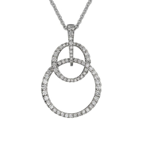 14K White Gold Linked Hoop Necklace with Diamonds