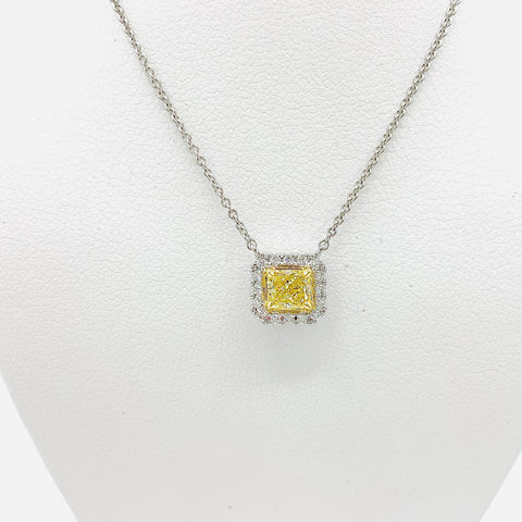 18K White Gold Forevermark Yellow and White Diamond Pendant