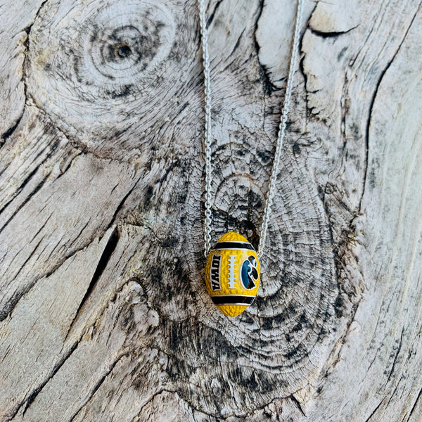 Iowa Enamel Football Pendant
