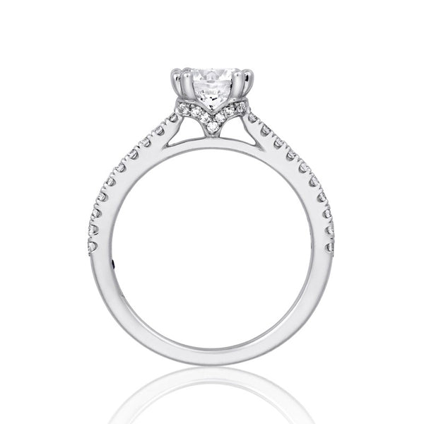 Delicate Designer Double Prong Halo Engagement Ring