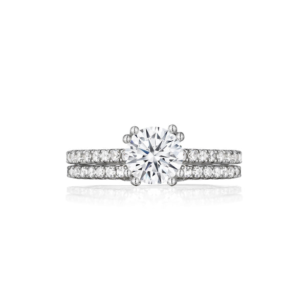 Delicate Designer Double Prong Halo Engagement Ring