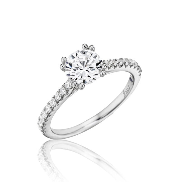Delicate Designer Double Prong Halo Engagement Ring