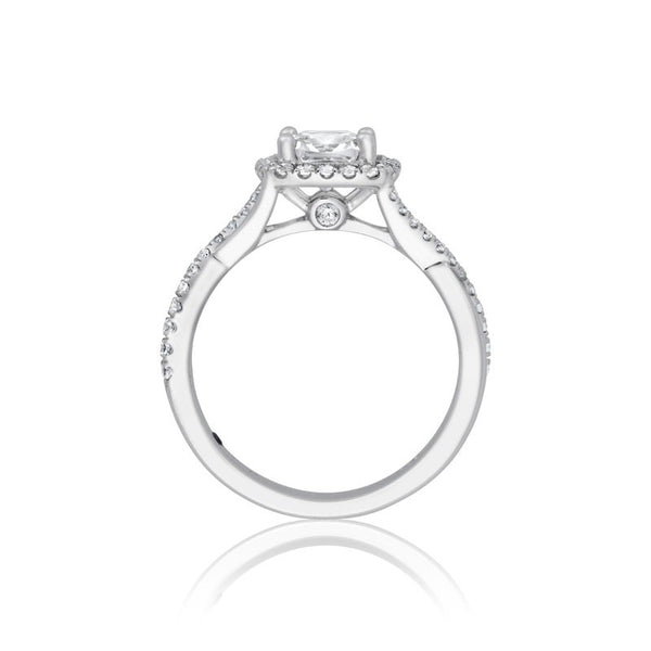 Cushion Halo with Diamond and Gold Twist Engagement Ring