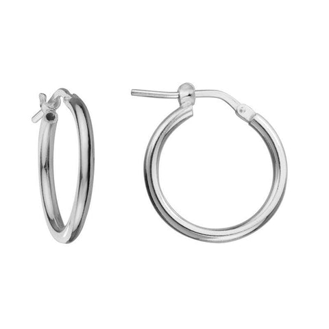 Sterling Silver Rhodium Plated Tube Hoop Earrings