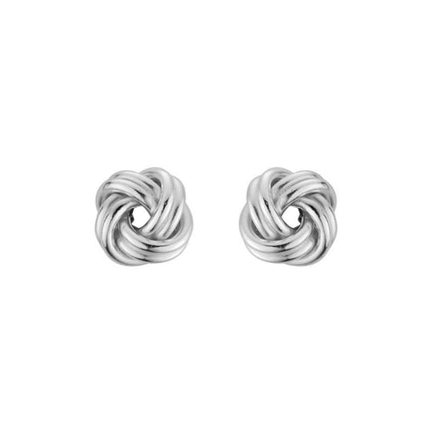 Sterling Silver Rhodium Plated Love Knot Stud Earrings