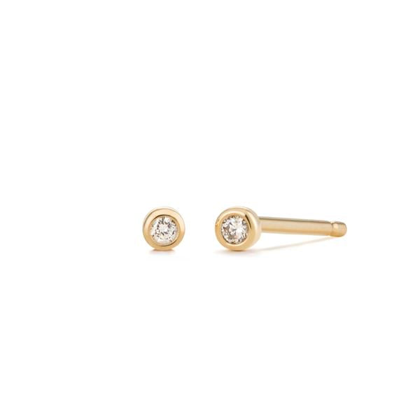 THEA | Tiny Bezel Diamond Stud Earrings