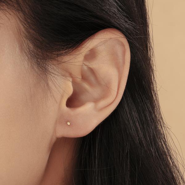 THEA | Tiny Bezel Diamond Stud Earrings